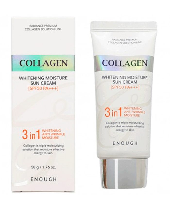 Enough Collagen Whitening Moisture Sun Cream 3 in 1 SPF50+ PA+++ Coлнцeзaщитный Кpeм для Лица