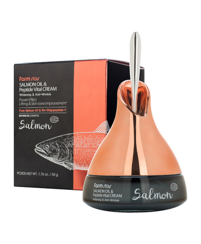 Farmstay Salmon Oil & Peptide Vital Cream Омолаживающий крем для лица с маслом лосося и пептидами 