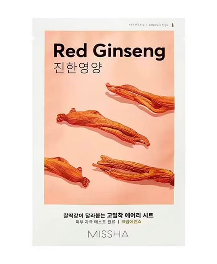 Missha Airy Fit Sheet Mask Red Ginseng Тканевая маска для лица с экстрактом красного женьшеня